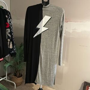 Long open front Lighting bolt sweater